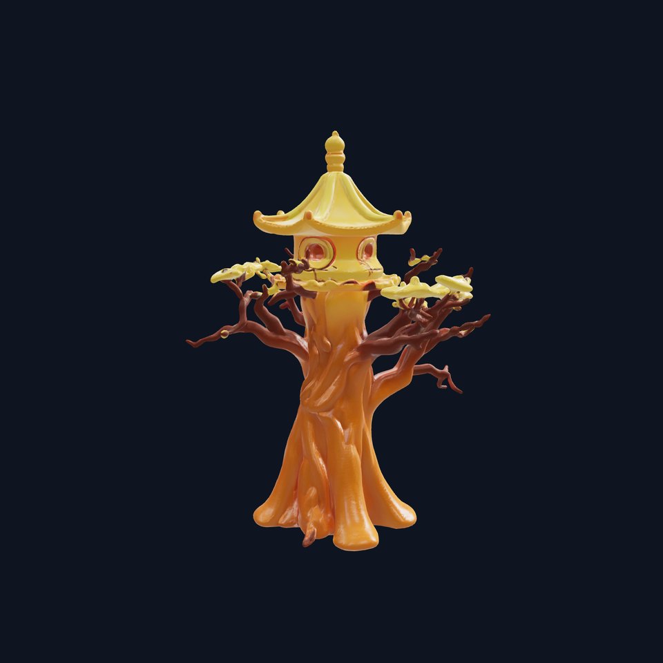 Pagoda Baobab Tree Artistic Model Pack